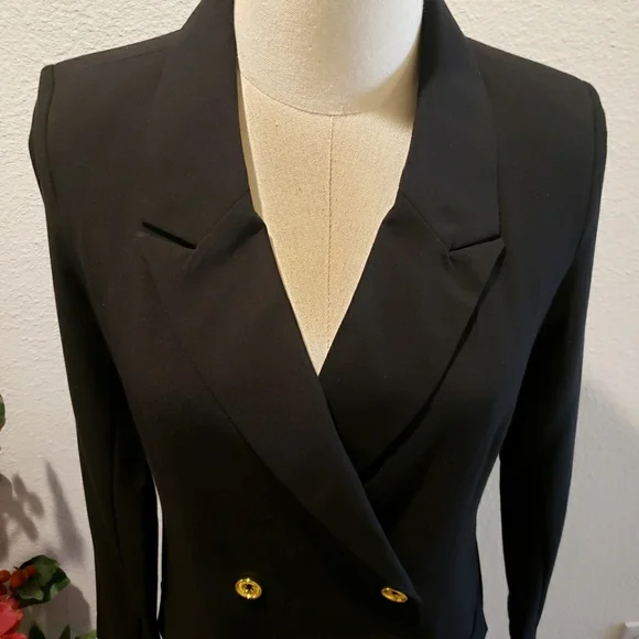 SHARAGANO Black Long Sleeve Double-Breasted Tailored Blazer Dress—NWT—10P - Picture 3 of 16